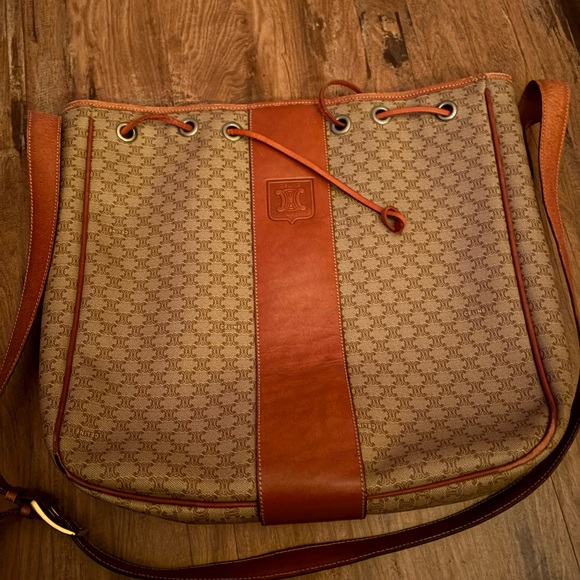 Celine Vintage Monogram Macadam Drawstring Bucket